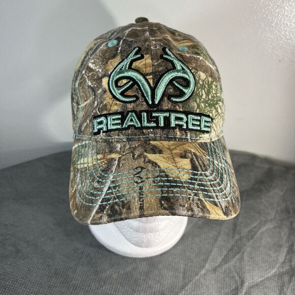 REALTREE Ladies Antler Camo Blue Teal Hat Cap Snapback Trucker BaseBall Hunting - Picture 1 of 8